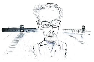 Italian writer, poet and chemist Primo Levi; caricature